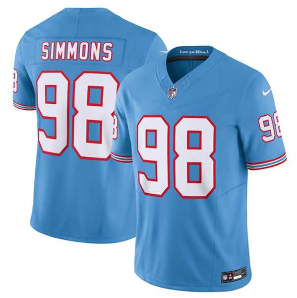 Men's Tennessee Titans #98 Jeffery Simmons Light Blue 2023 F.U.S.E. Vapor Limited Throwback Stitched Football Jersey,We sell and wholesale Men's Tennessee Titans #98 Jeffery Simmons Light Blue 2023 F.U.S.E. Vapor Limited Throwback Stitched Football Jersey on line form chian!